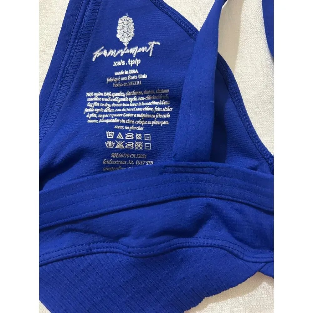 Free People Movement NWT Good Karma Super Plunge Bra Cobalt Blue Size XS - Picture 2 of 3